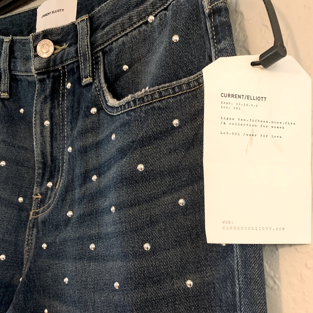 Current/Elliott Studded Vintage Crop Jeans Sz 25